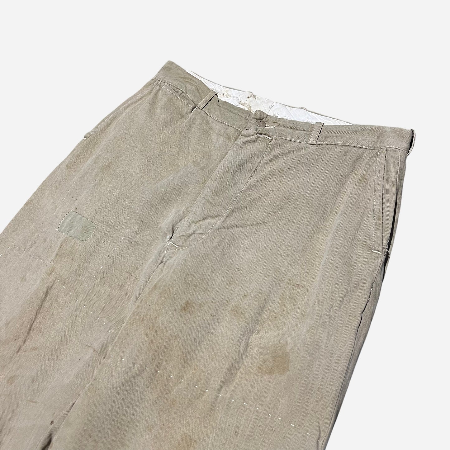 1940s Anvil khaki hbt button fly work pants (32w)