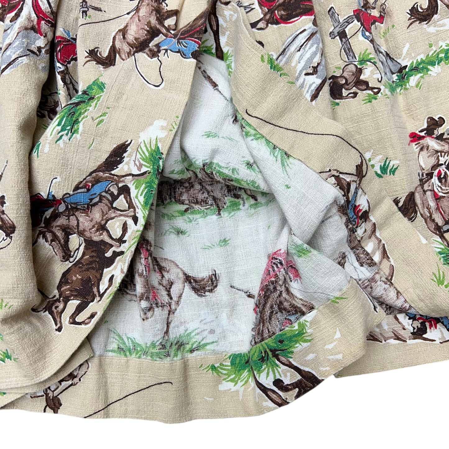 1940s 1950s Cotton cowboy print pleated skirt (25w)