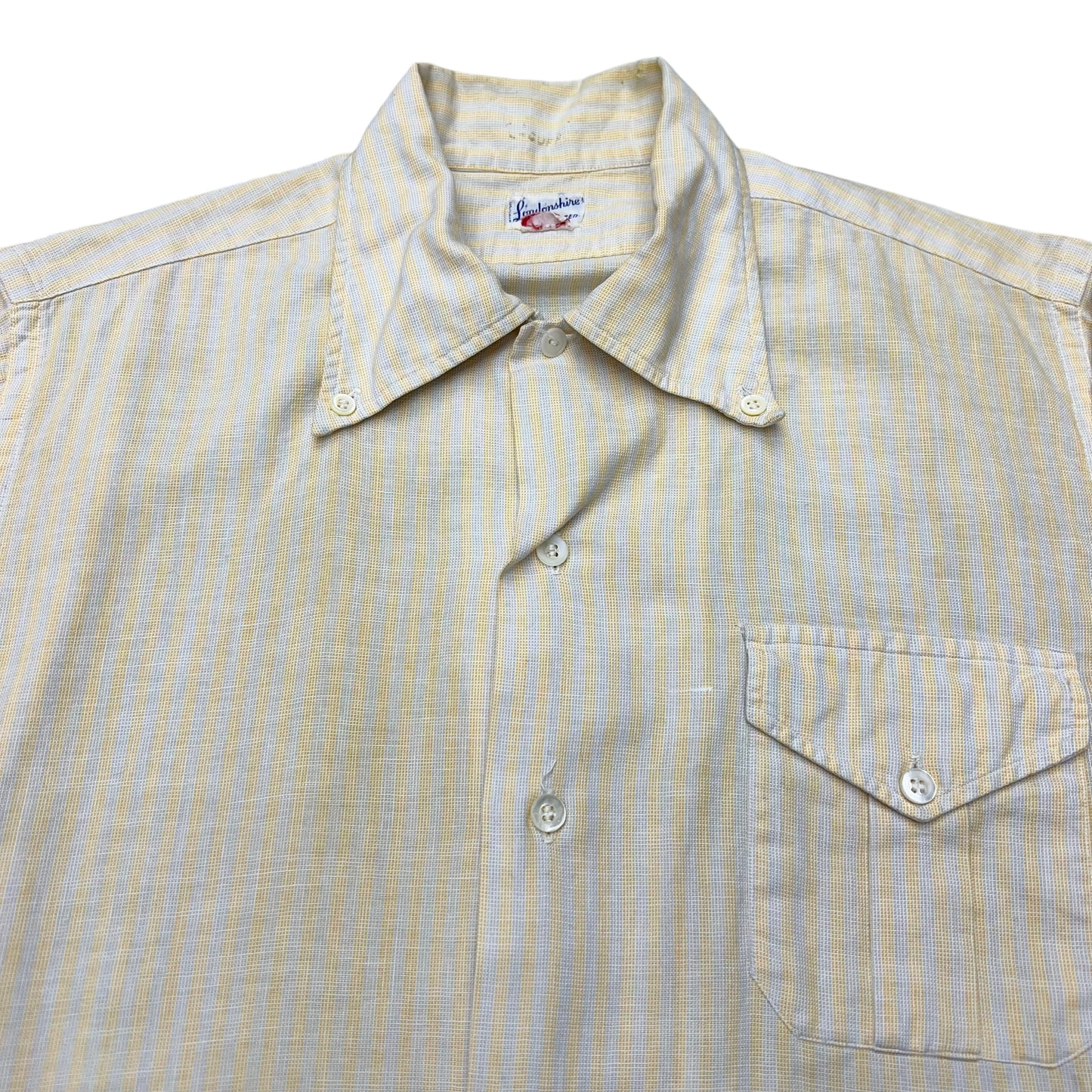 1940s Yellow striped button down collared shirt (M)