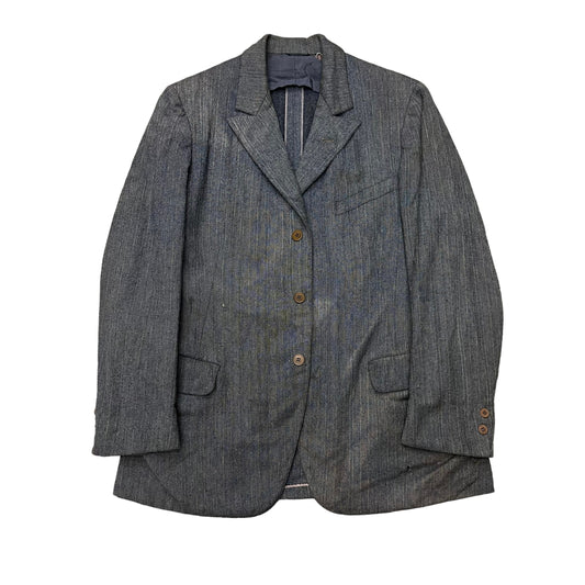 1920s Faded distressed grey herringbone work suit jacket (M/L)
