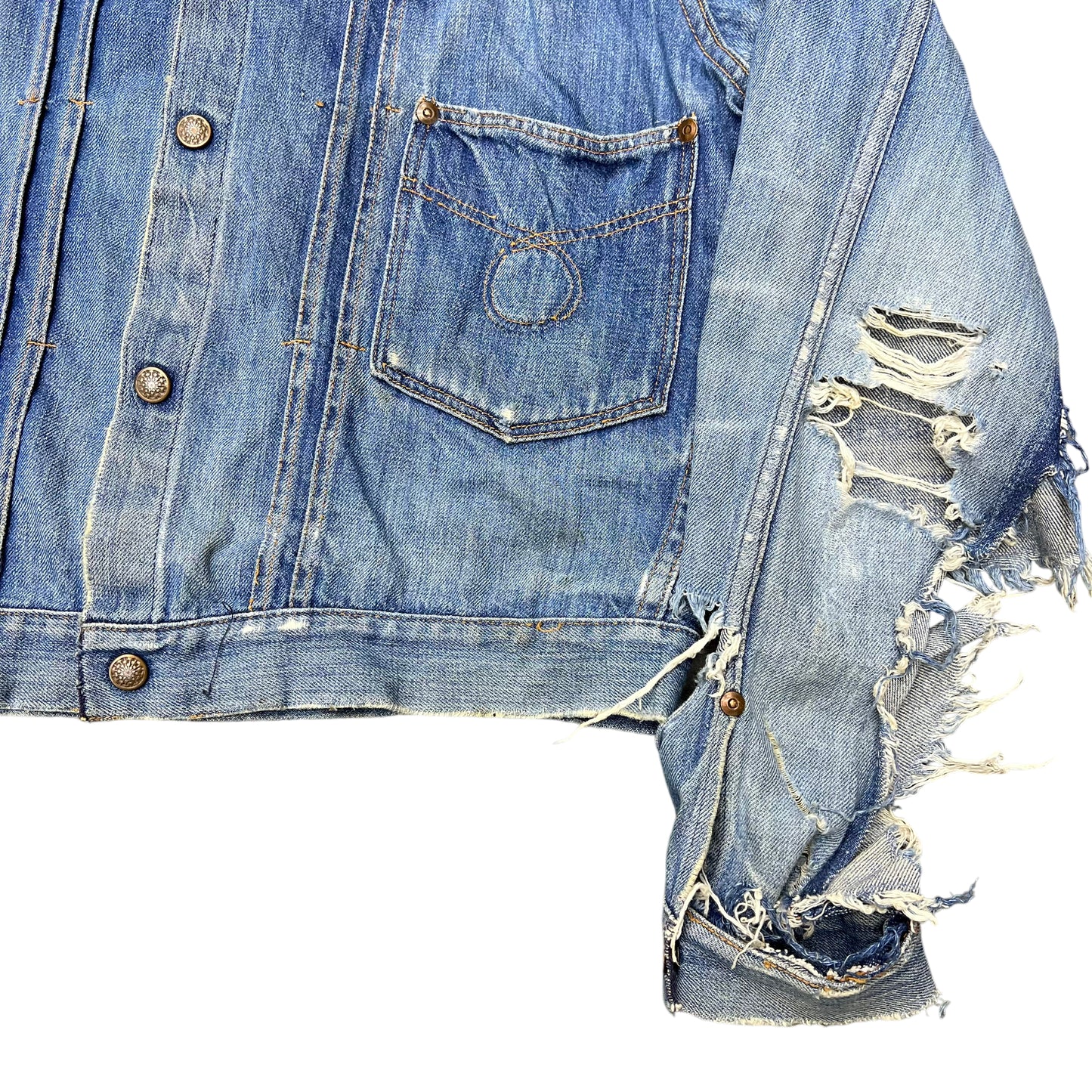 1950s Distressed denim two pocket jacket (M)