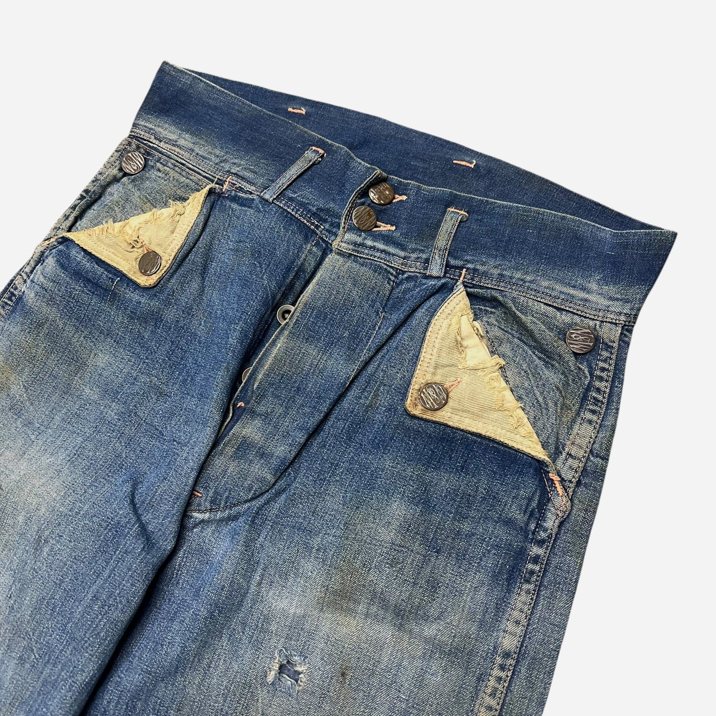 1940s N&W mule flap denim jeans (29w)