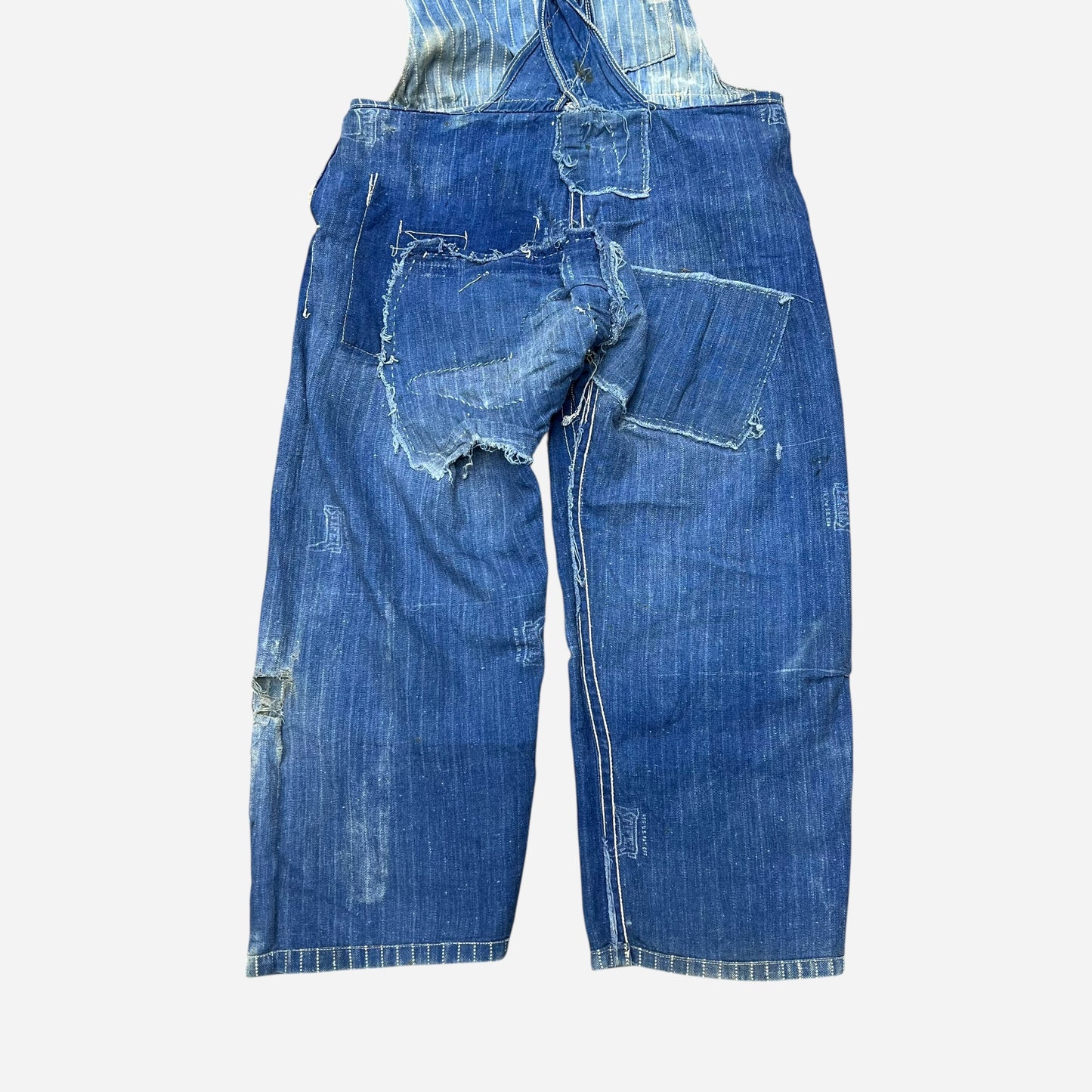 1920s Stifel Wabash Safety Block kids overalls repaired (26w)
