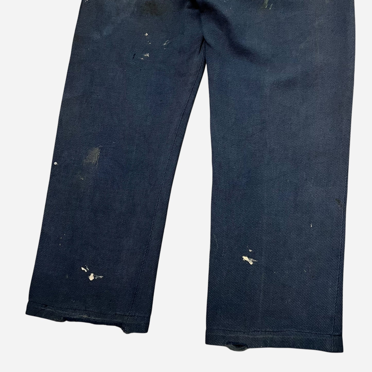 1940s Blue paint splatter cotton whipcord work pants (35w)