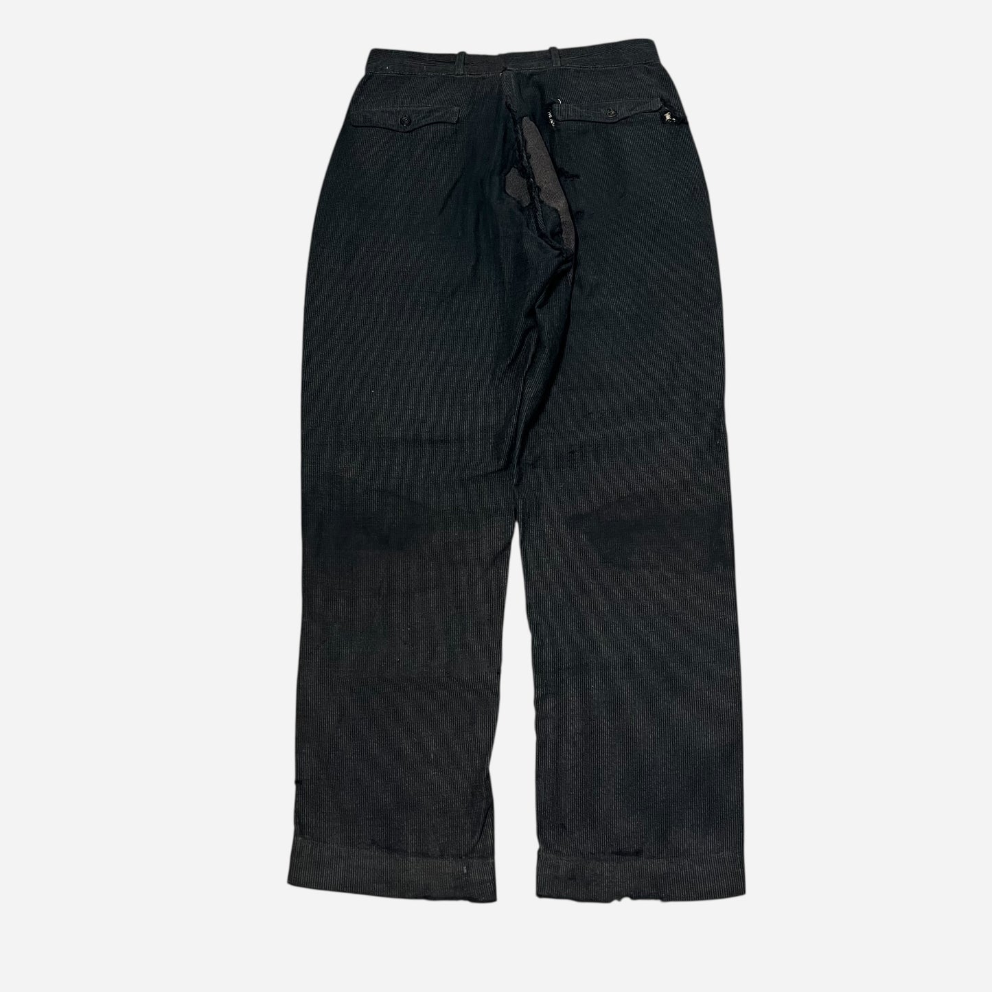 1920s 1930s Black salt & pepper striped cotton work pants (30w)