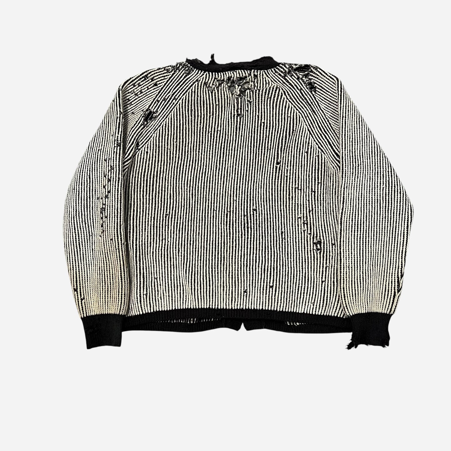 1940s Brown/cream ribbed soft wool cardigan (L/XL)