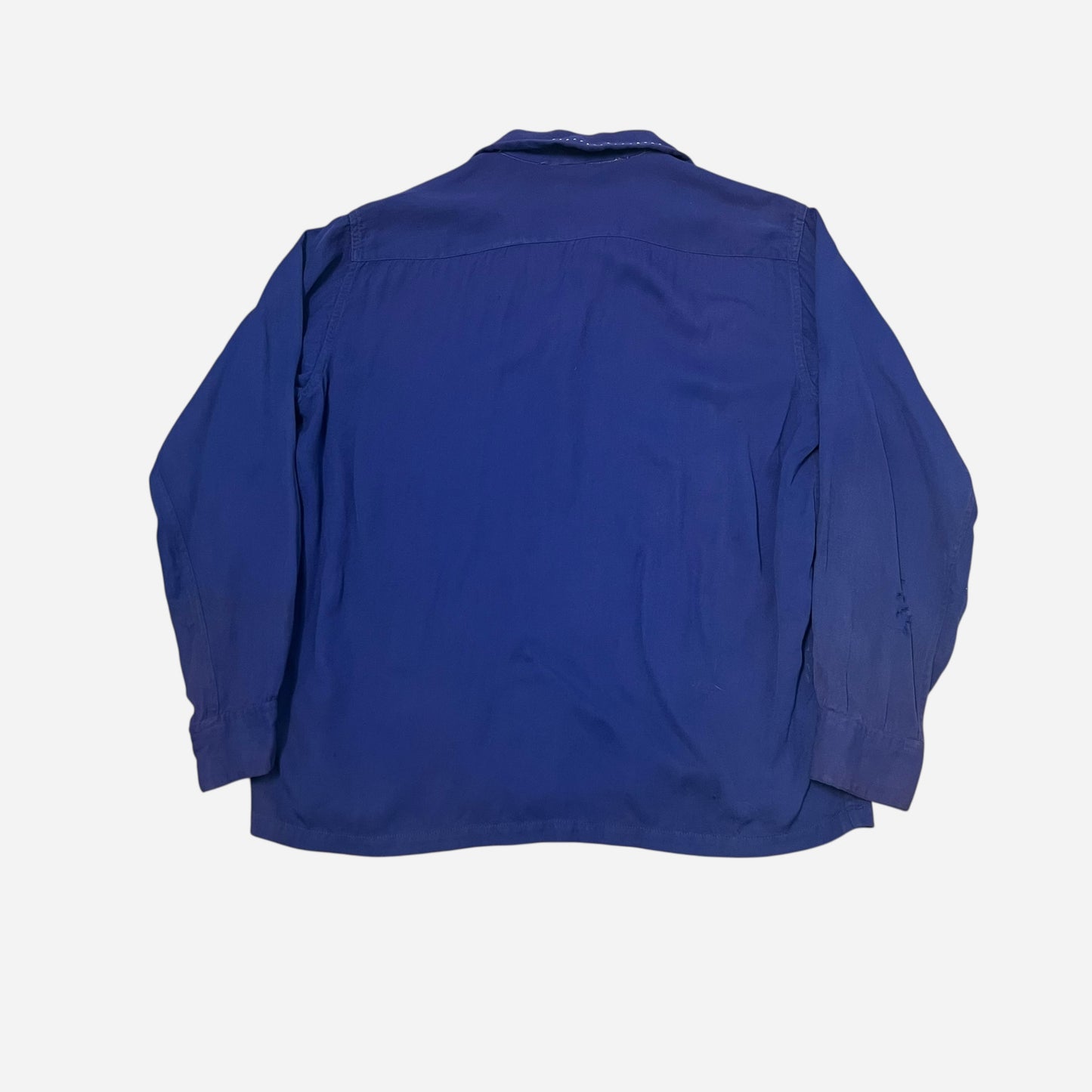 1950s Blue rayon loop collar shirt (M)