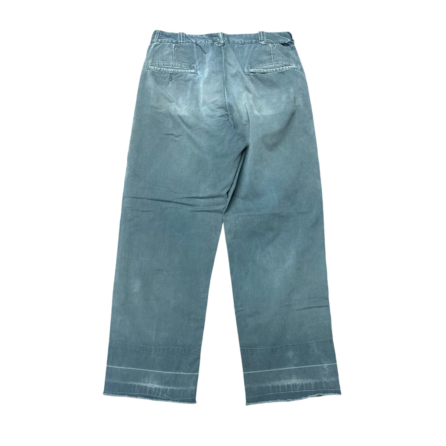 1950s Distressed green sail cloth chino work pants (32w)