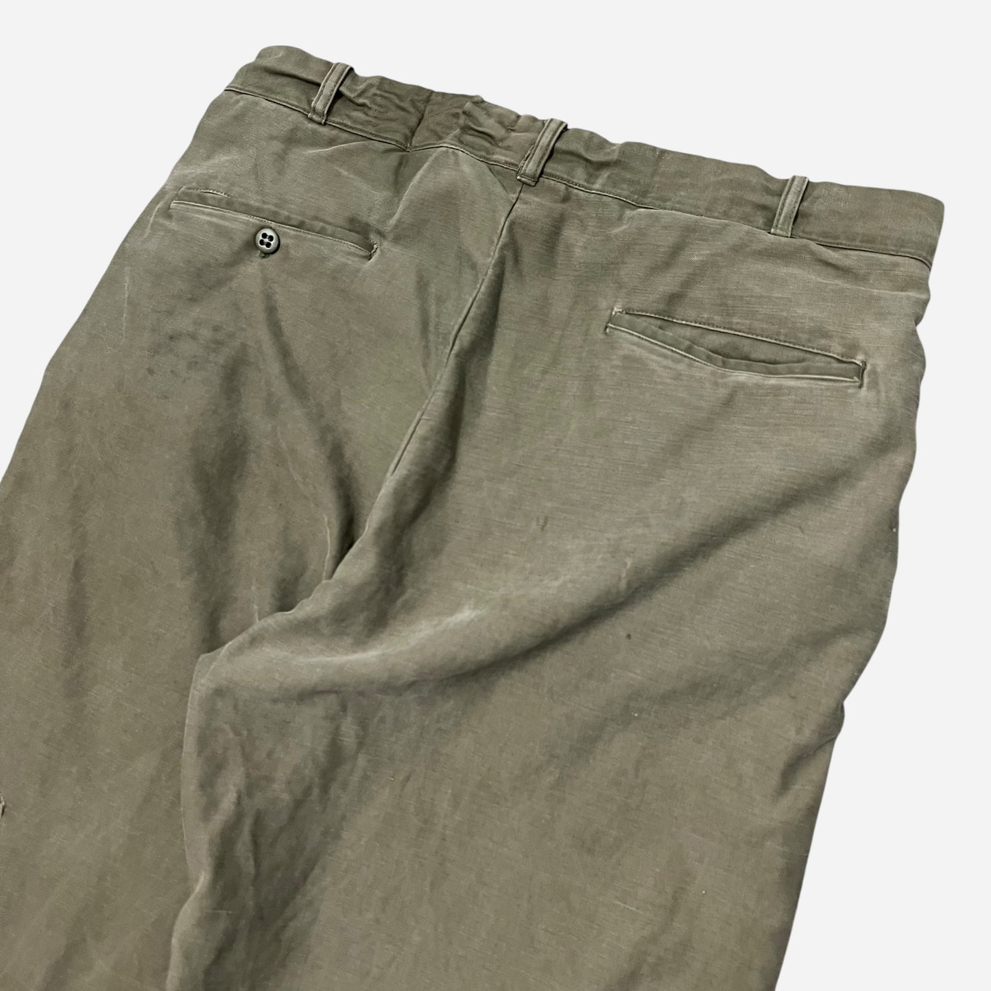 1940s Green button fly cotton work pants (32w)