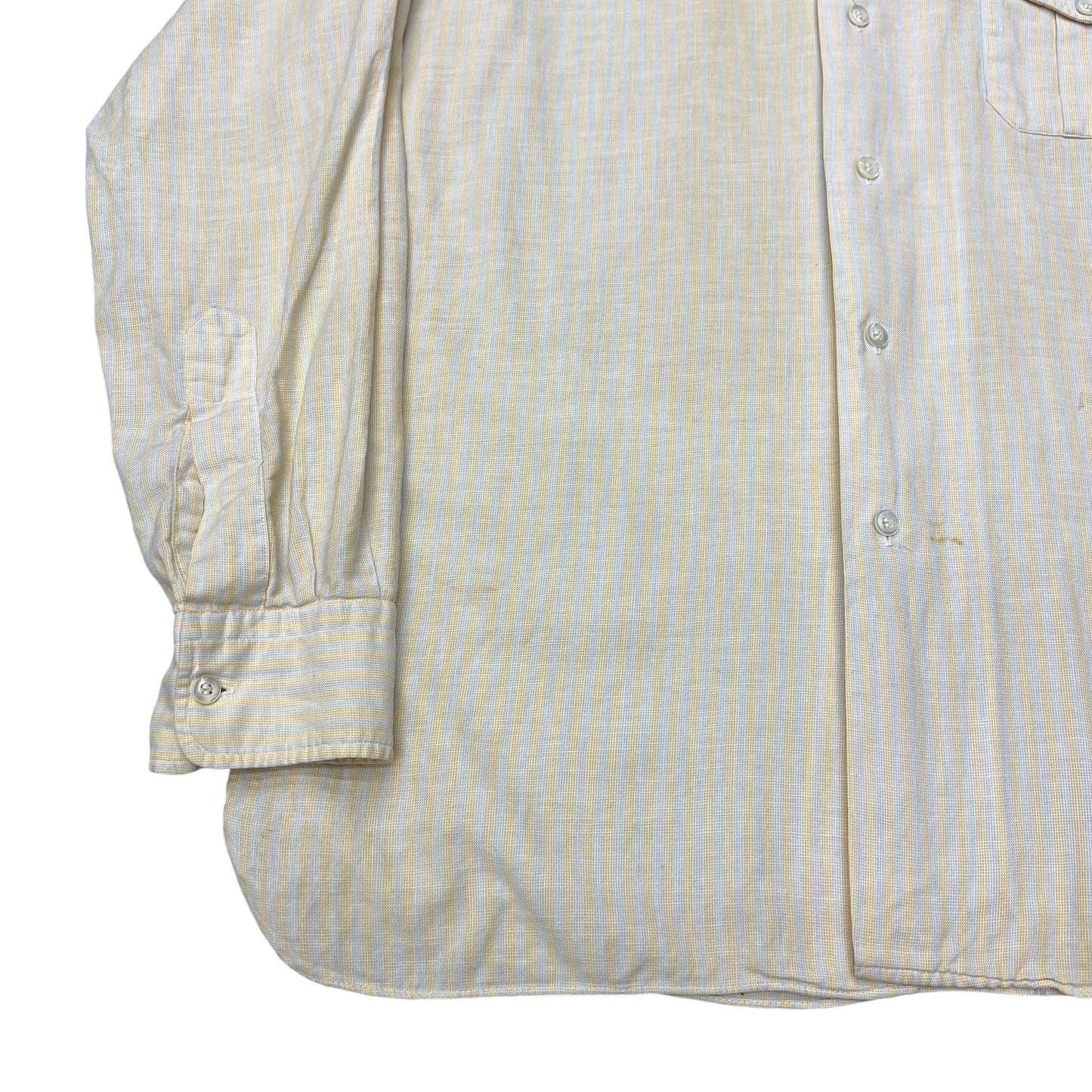 1940s Yellow striped button down collared shirt (M)
