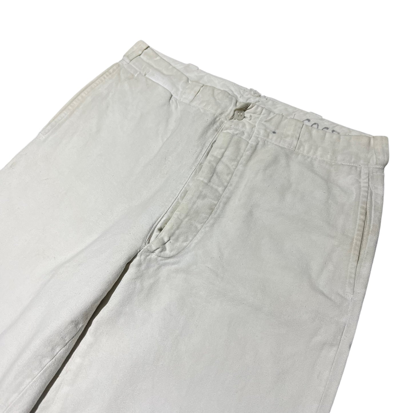 1940s White cotton sanforized button fly work pants (31w)