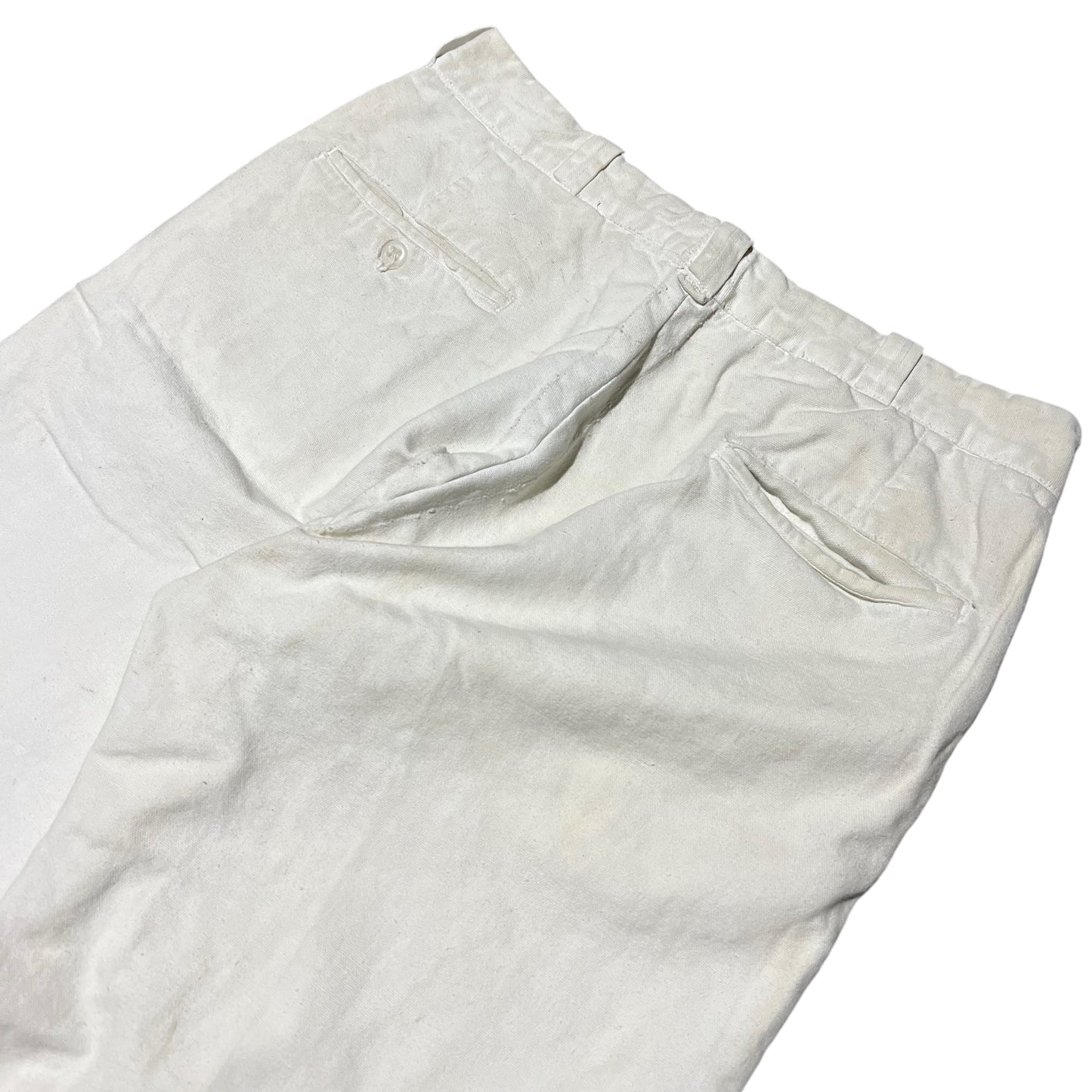 1940s White cotton sanforized button fly work pants (31w)