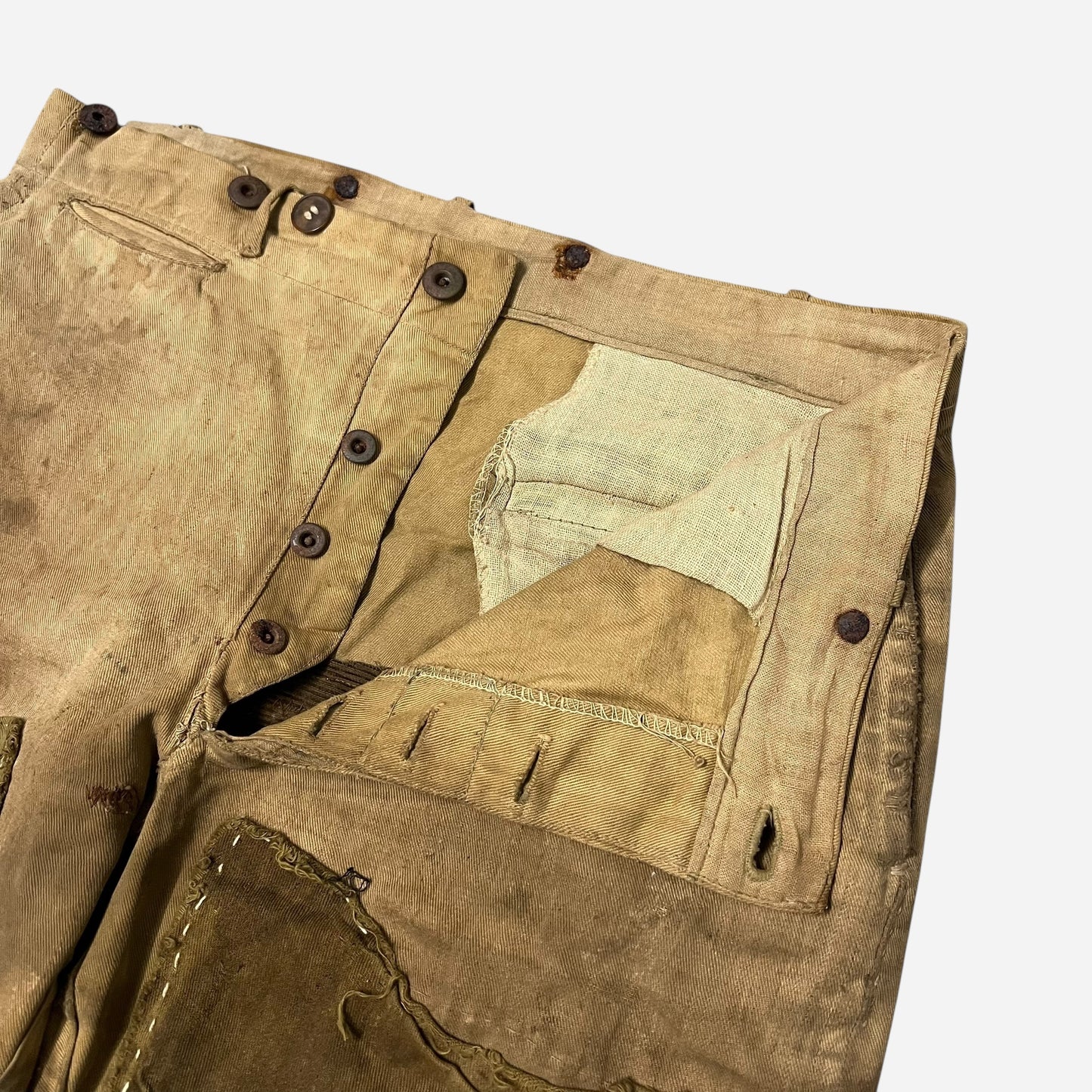 1910s Sweet Orr heavily repaired pants (33w)