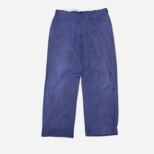 1950s Sun faded blue button fly cotton work pants (36w)