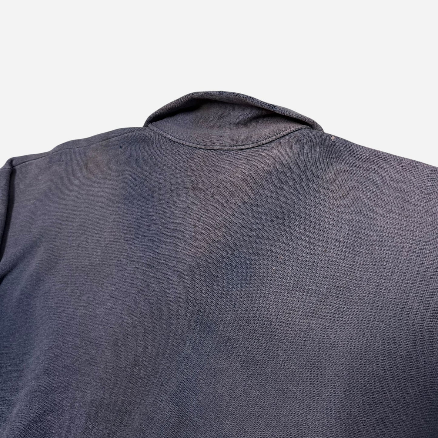 1950s Farmer worn blue sun faded quarter zip collared sweatshirt (M/L)