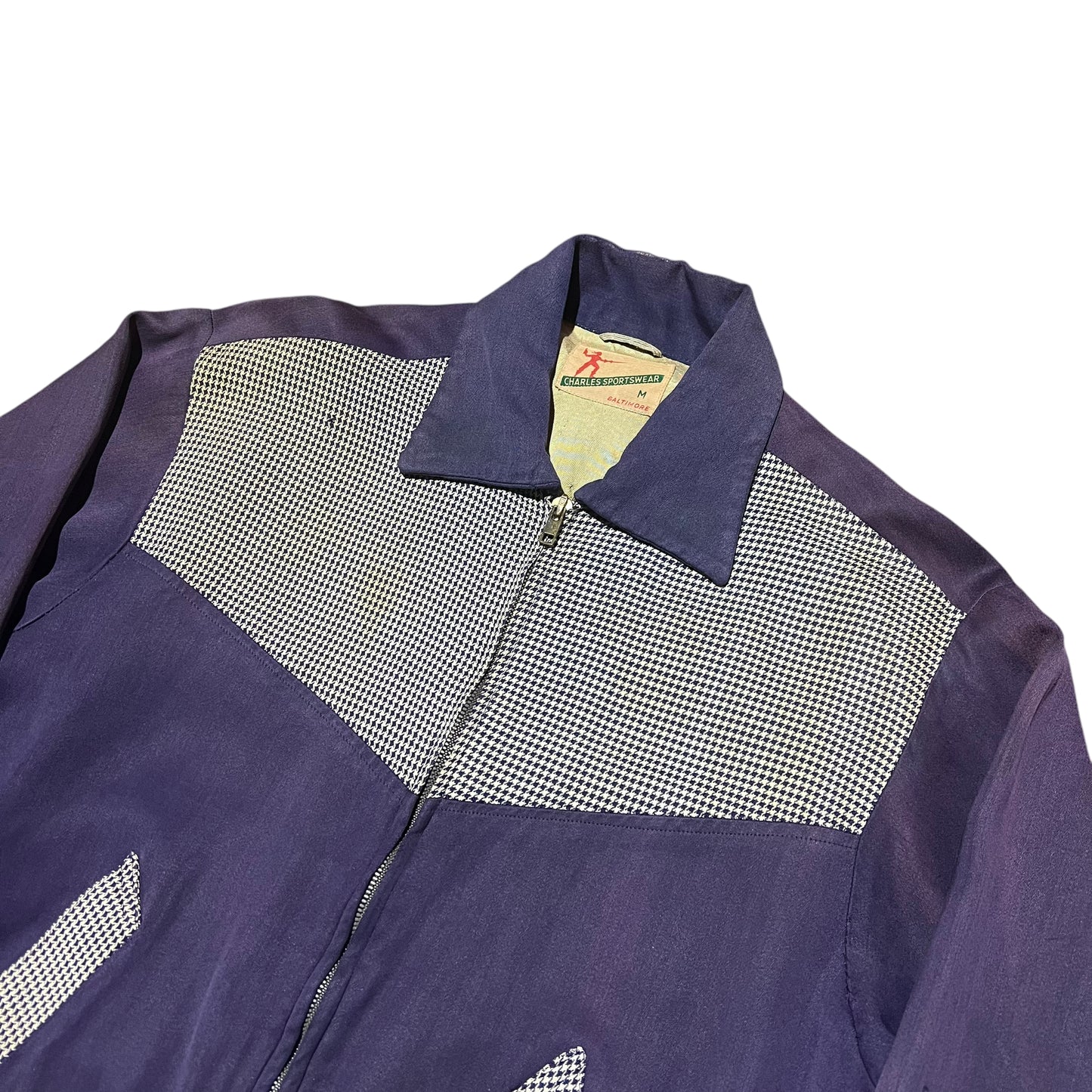 1940s 1950s Purple rayon sportswear jacket (M)