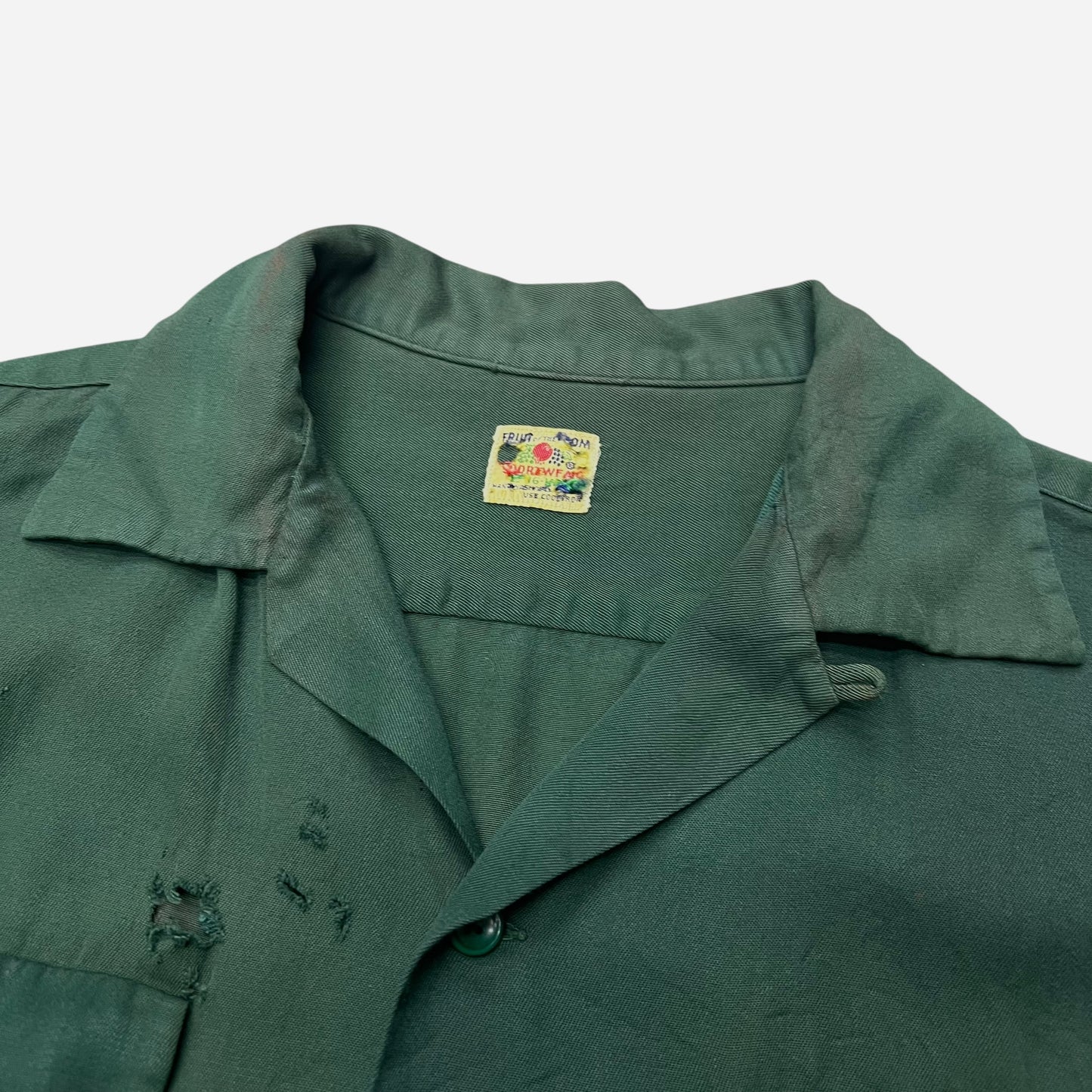 1950s Green fotl rayon loop collar shirt (M/L)