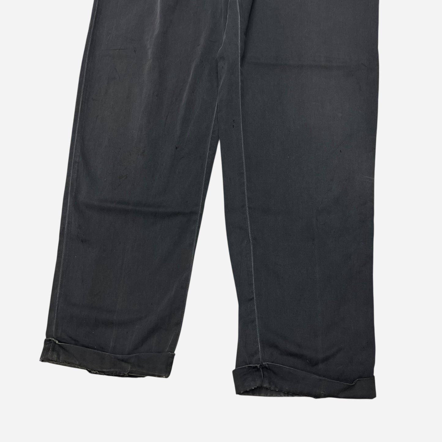 1950s Black cotton buckle back work pants (34w)