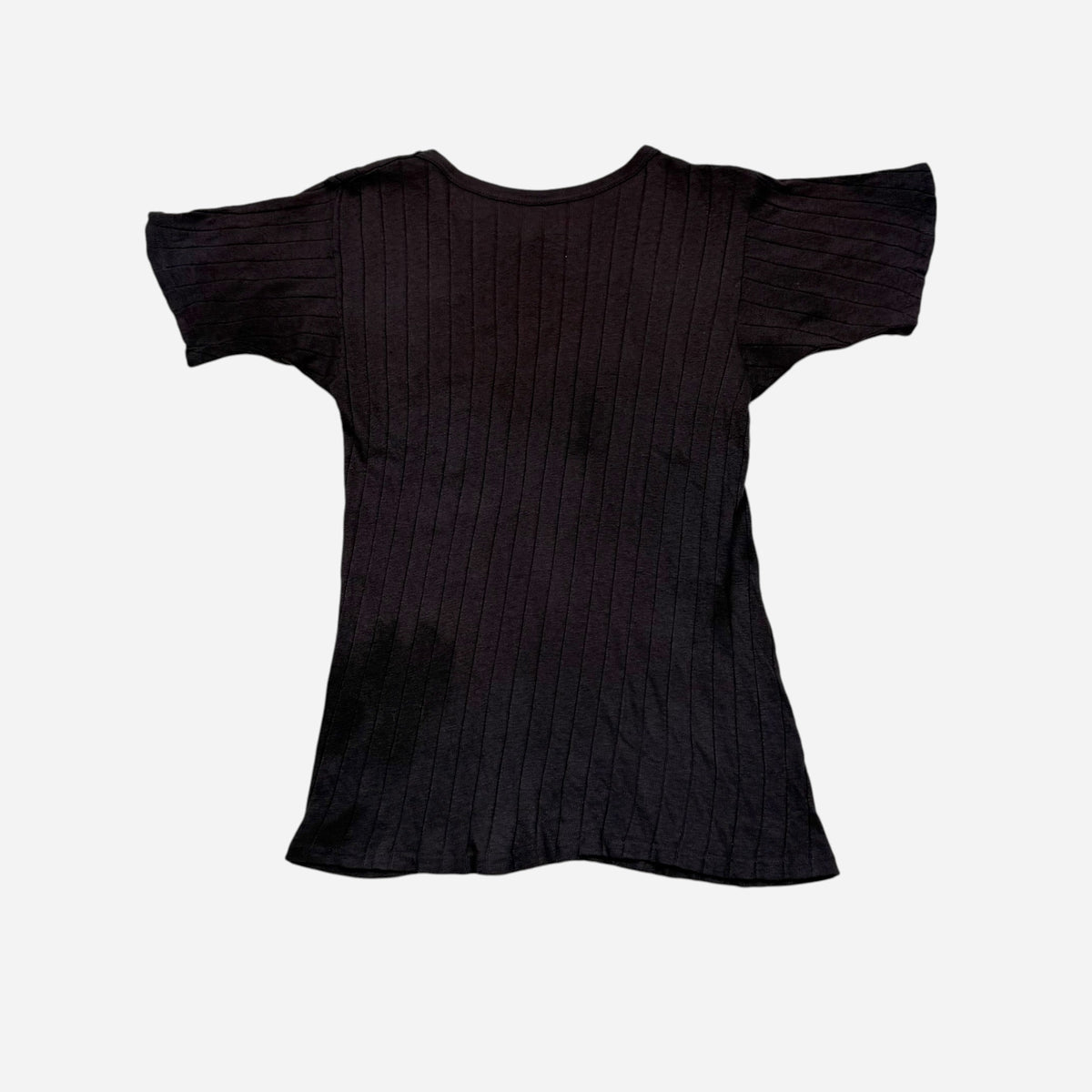 1950s Black cotton ribbed pocket t shirt (S)