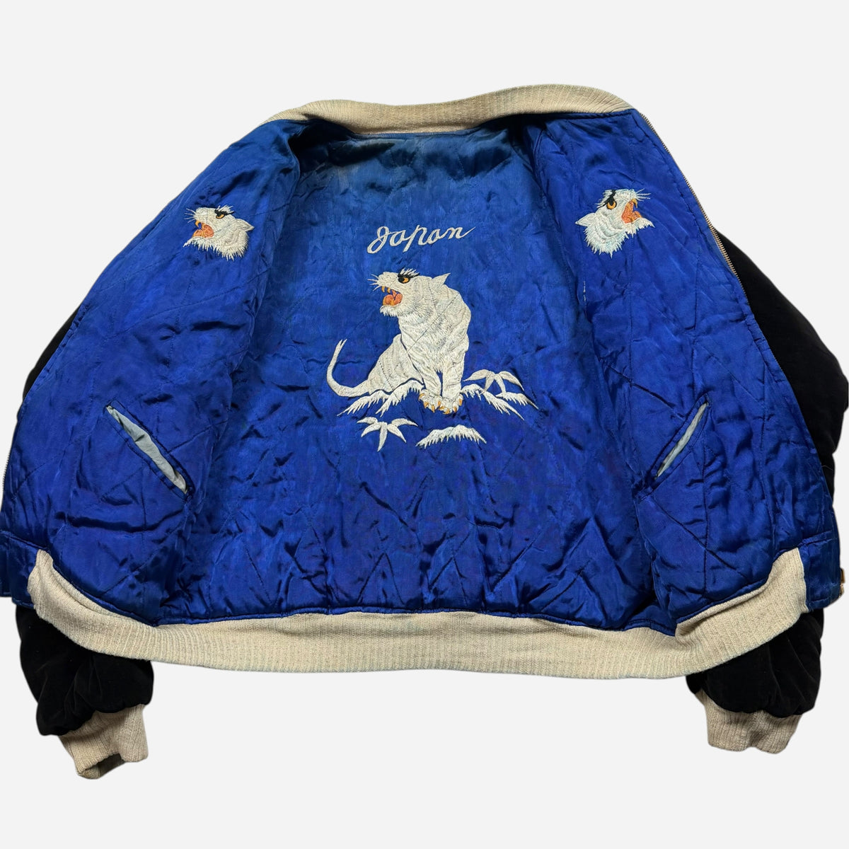 1940s Black & blue Japan reversible souvenir jacket (L)