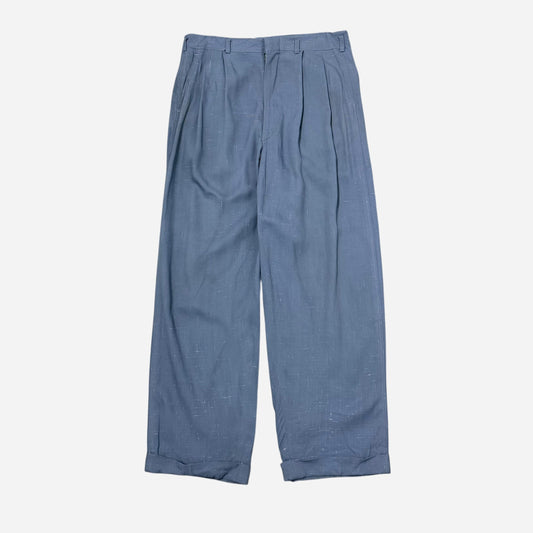 1950s Light blue rayon fleck pattern pleated pants (32w)