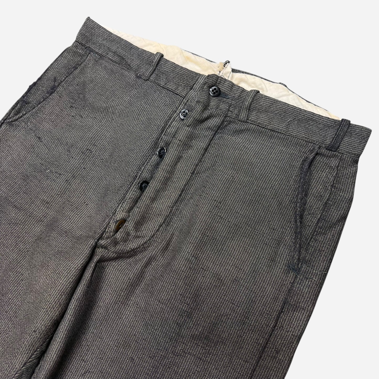 1940s Stifel moleskin salt and pepper button fly work pants (32w)
