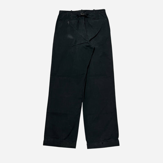1950s Black cotton buckle back pants (30w)