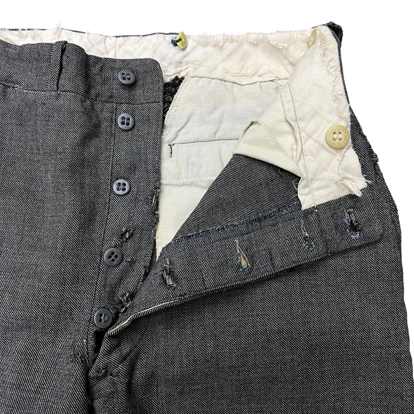 1940s Salt & pepper patch work pants cotton blend (28w)