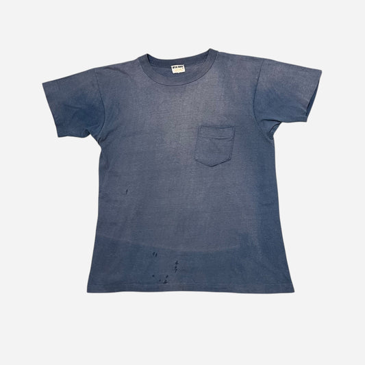 1970s Blue sun faded pocket t shirt (L)