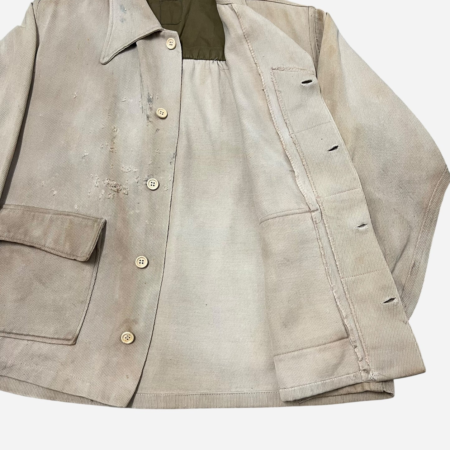 1940s White cotton whipcord work jacket (M)