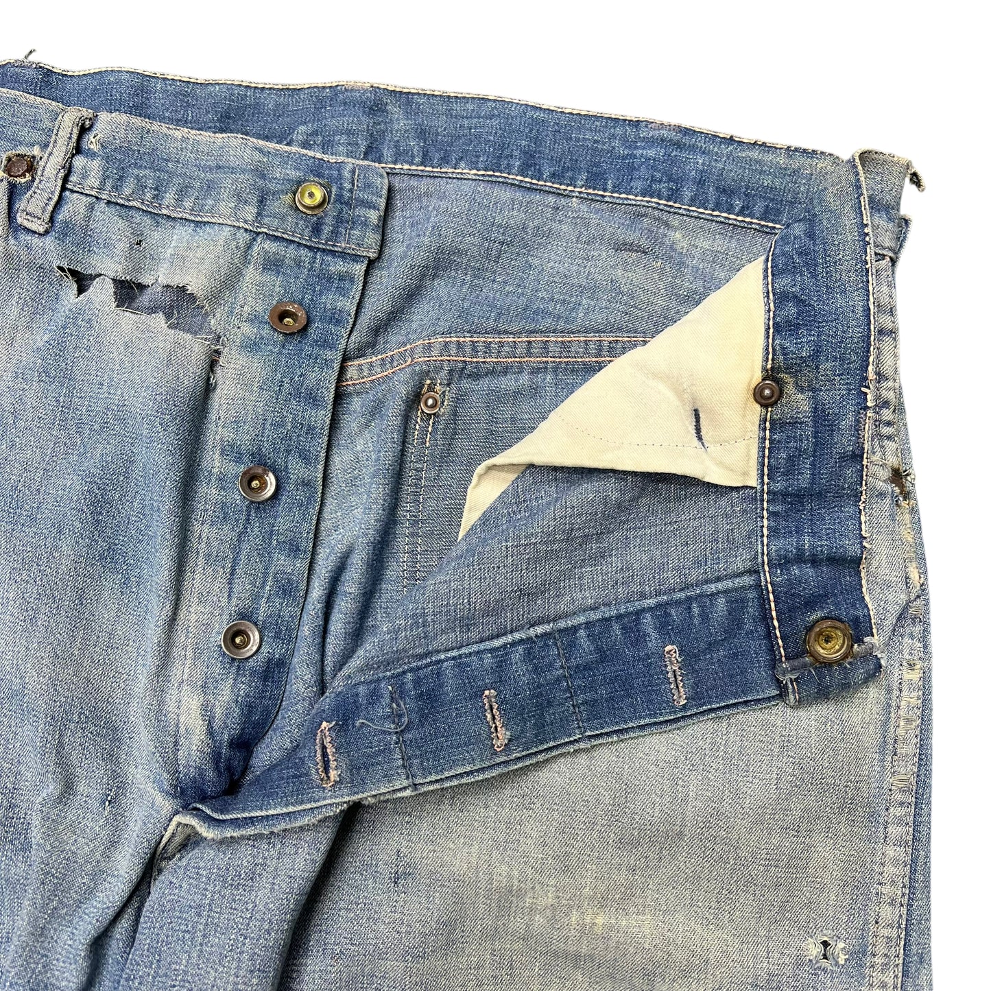 1930s 1940s As-is donut button fly denim carpenter jeans (34w)