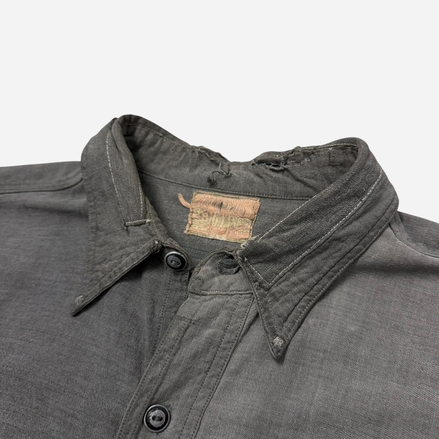1930s Big Yank gray chambray cigarette pocket work shirt (XL)