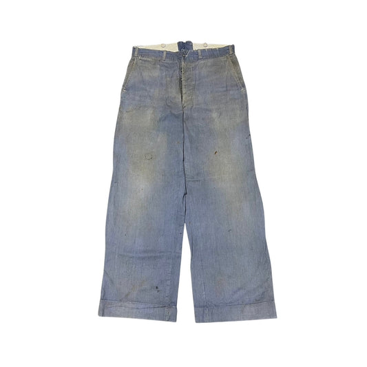 1930s 1940s Blue hbt cotton work pants (30w)