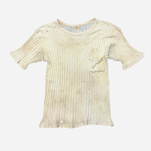 1930s 1940s Hanes ribbed cotton pocket t shirt (M)