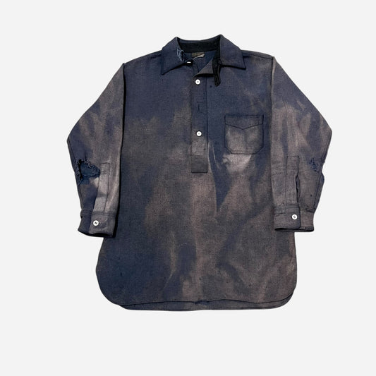 1930s Cherry Valley purple/navy cotton chinstrap pullover work shirt (M/L)