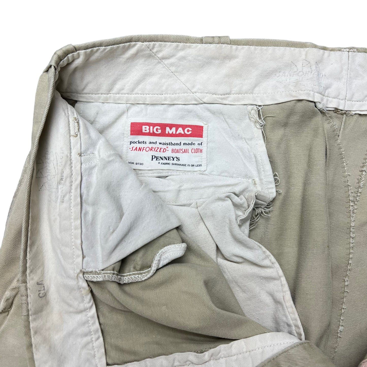 1950s Pennys Big Mac khaki boatsail cloth work pants (33w)