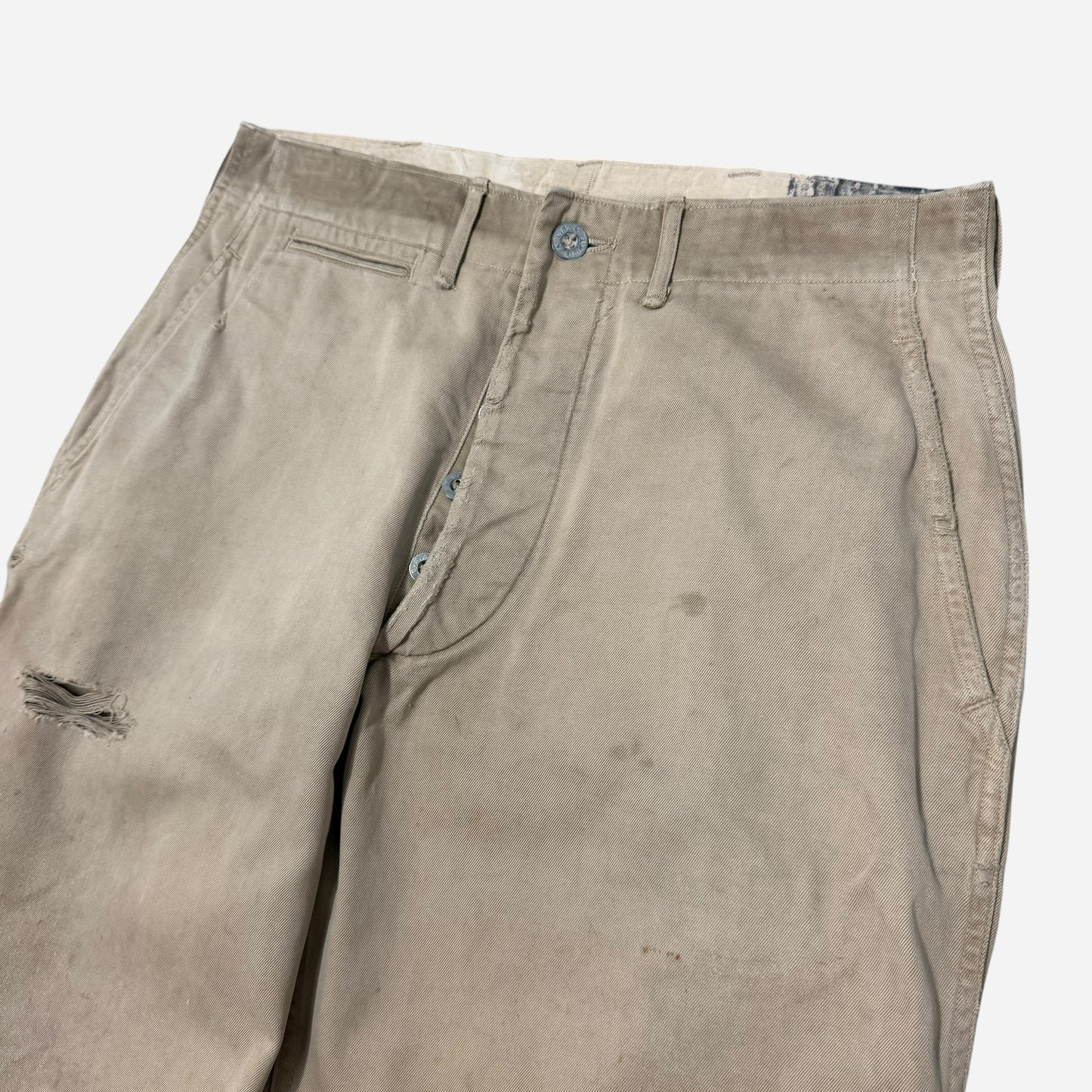 1930s US Army zinc button khaki chinos (30w)