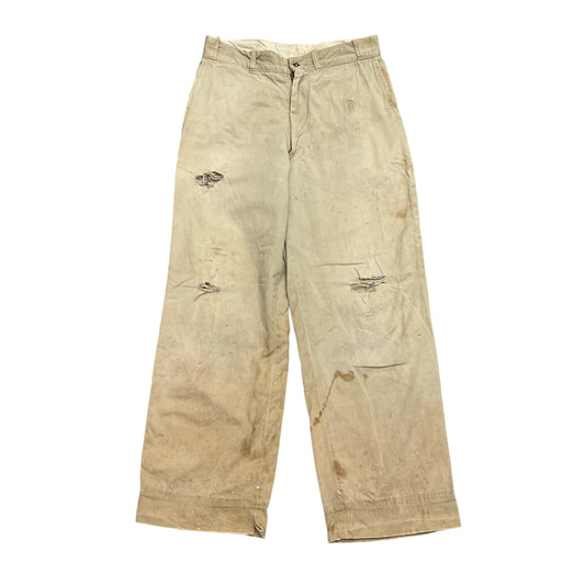 1950s Khaki sail cloth work chino pants (32w)