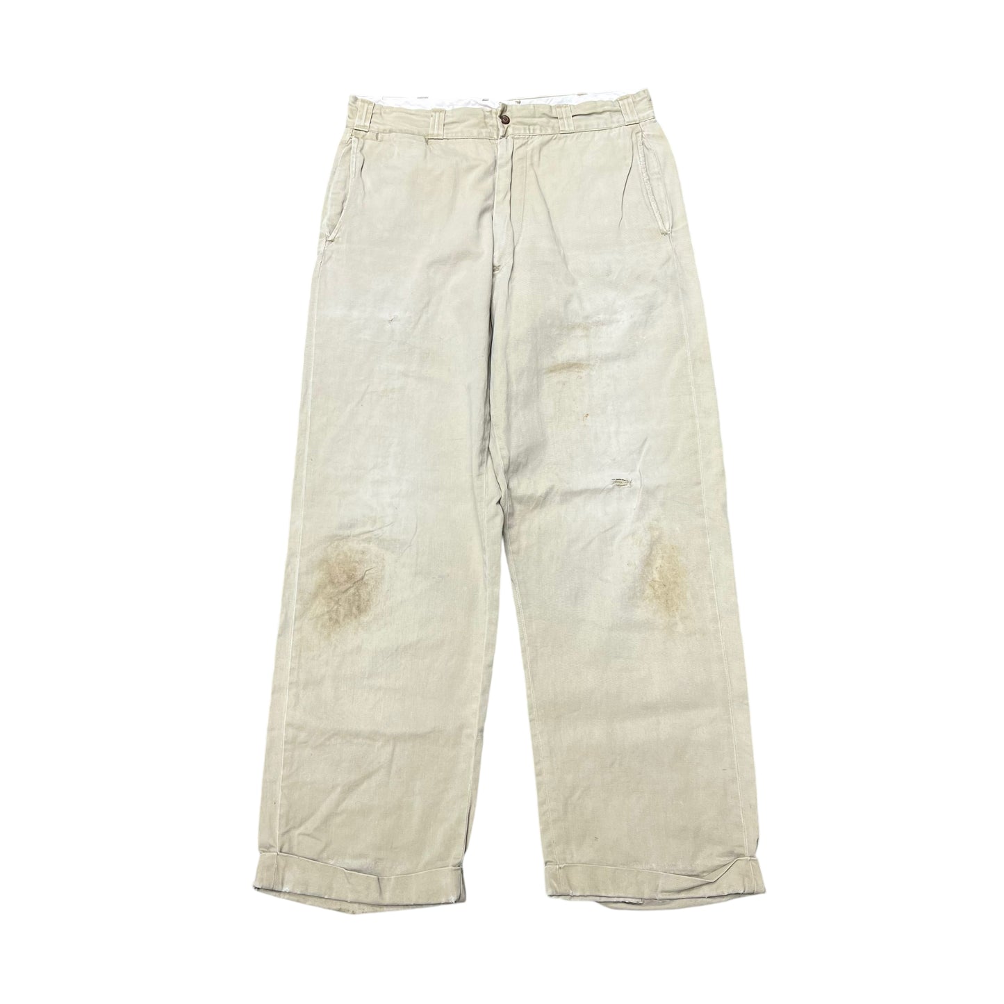 1950s Sail cloth khaki chino work pants (33w)