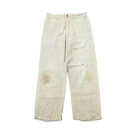 1950s Sail cloth khaki chino work pants (33w)