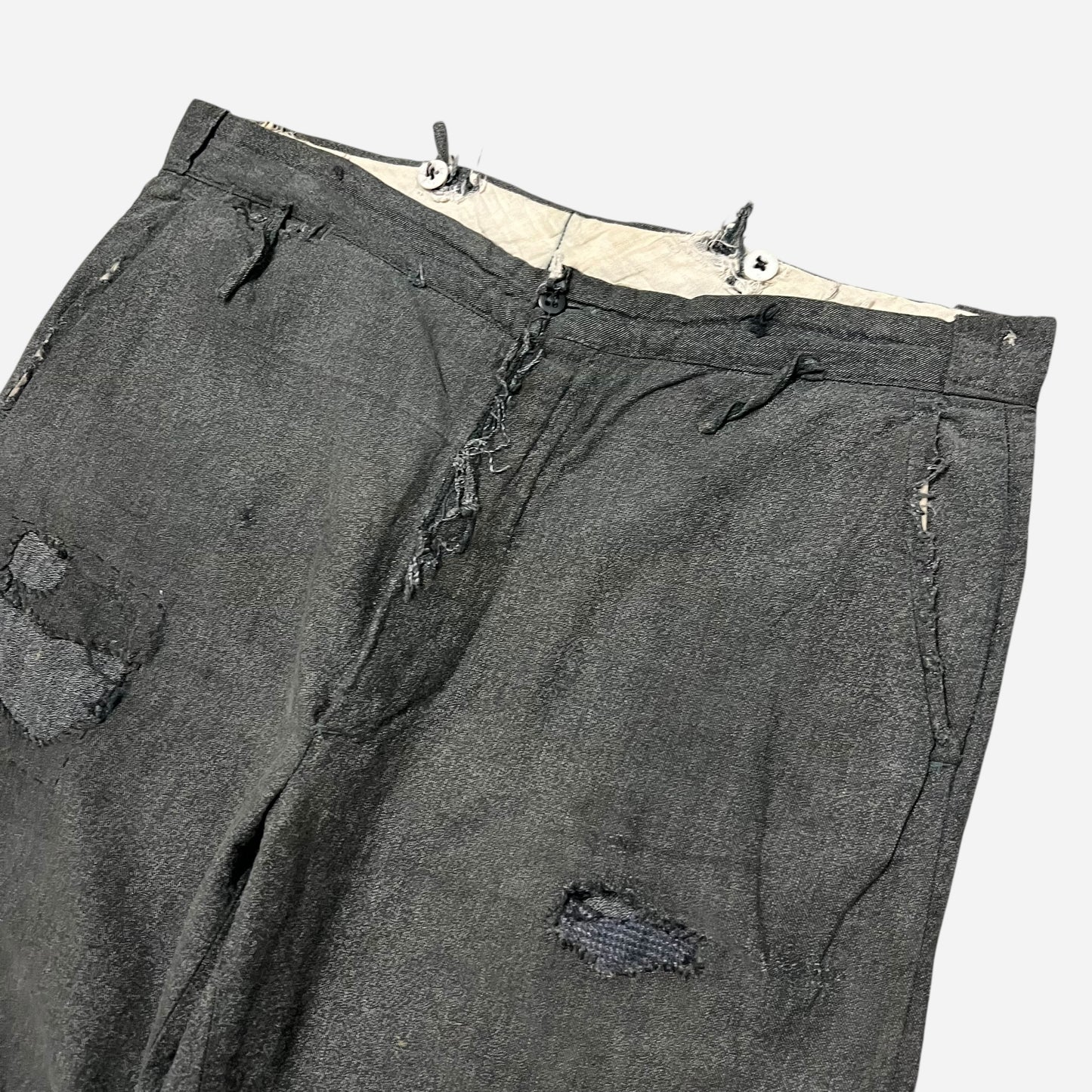 1950s Heavily repaired salt & pepper pants (37w)
