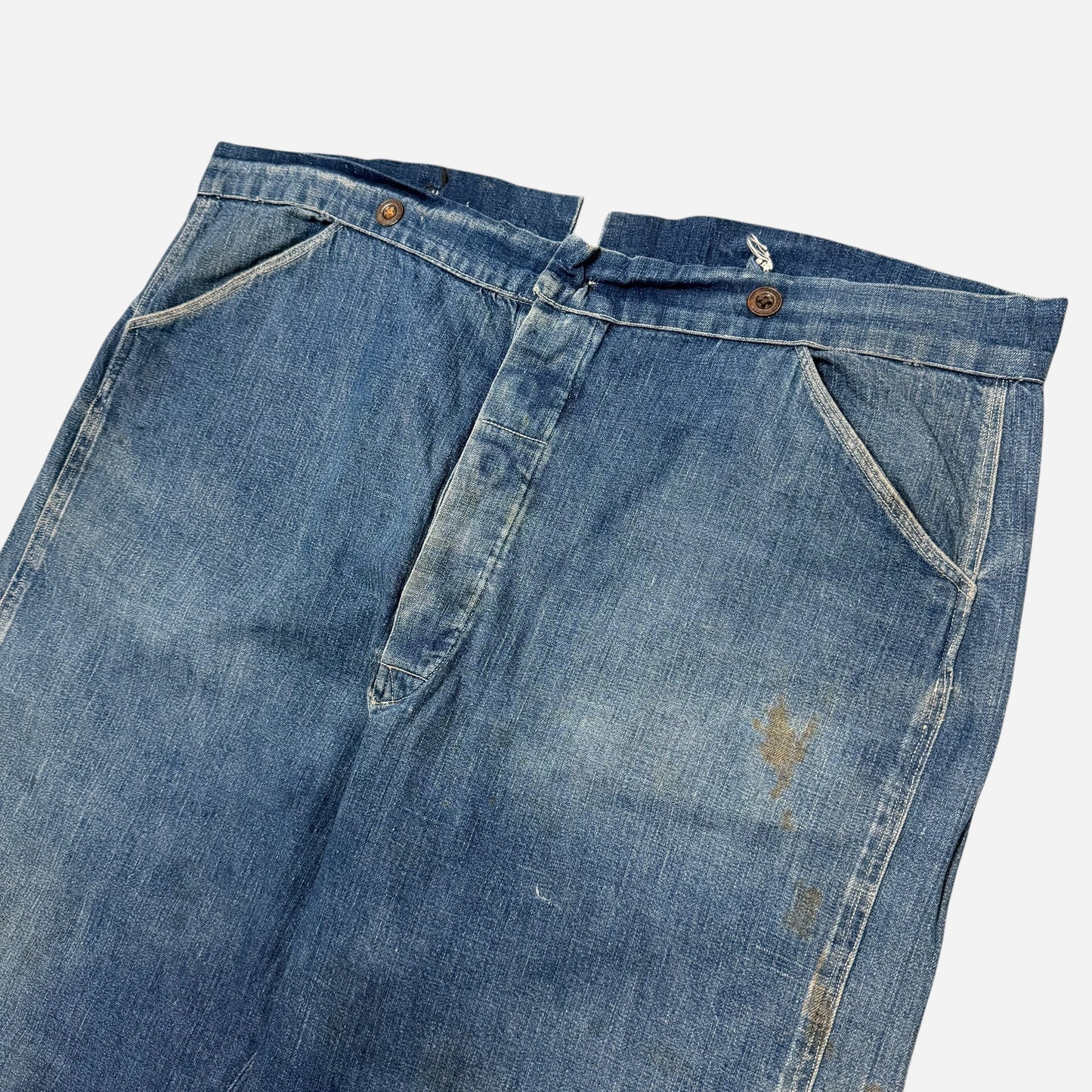 1910s Amoskeag denim split back cinch selvedge jeans (40w)