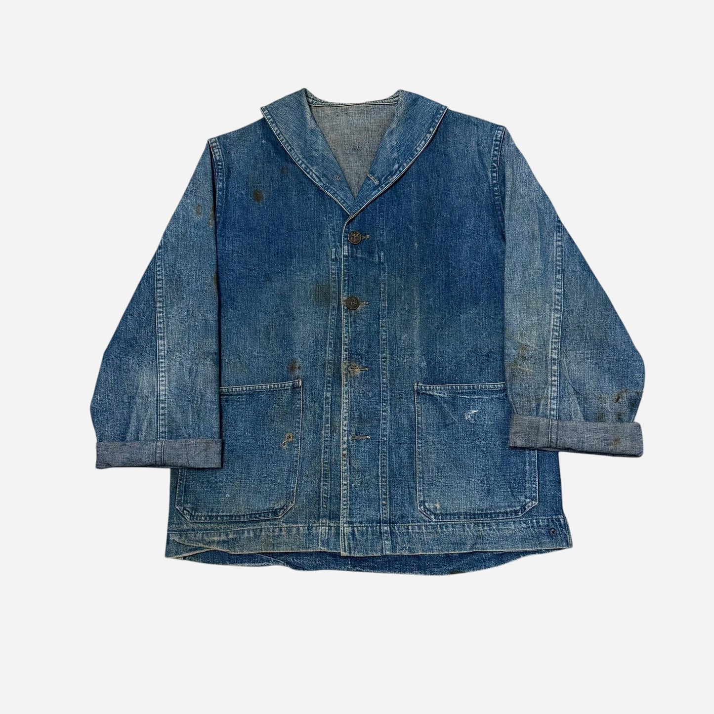 1940s WWII USN denim shawl collar jacket (L)