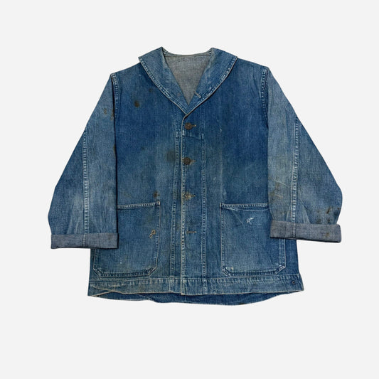 1940s WWII USN denim shawl collar jacket (L)