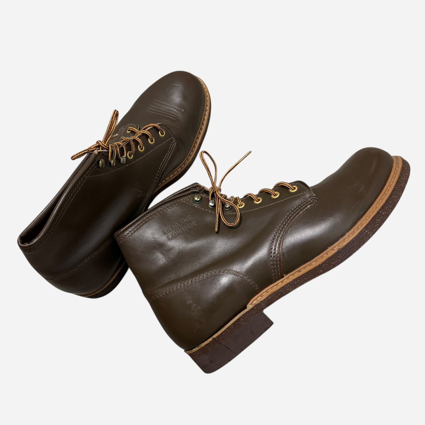 1940s 1950s NOS Lion Brand cowhide leather cork sole work boots (M10.5)