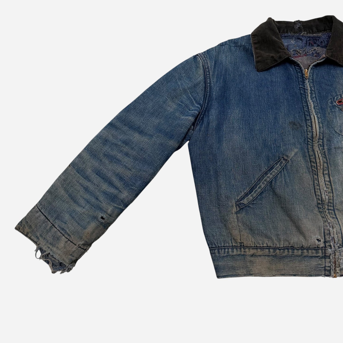 1960s Cropped denim work jacket honey combing (M/L)