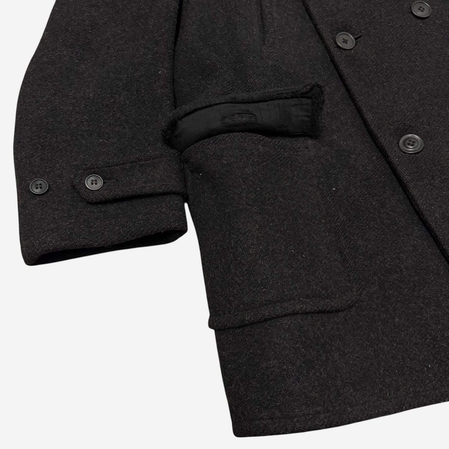 1930s Field & Stream black wool double breasted mackinaw coat (L/XL)