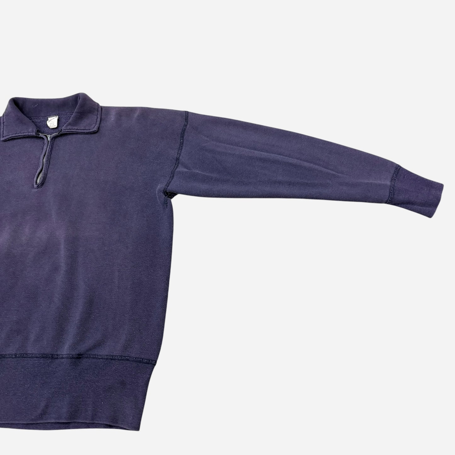 1950s Cotton quarter zip collared sweatshirt sun faded purple/blue (L)