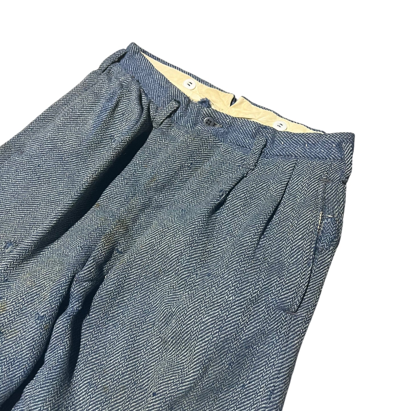 1930s 1940s Blue tweed kover zip pleated pants (29w)