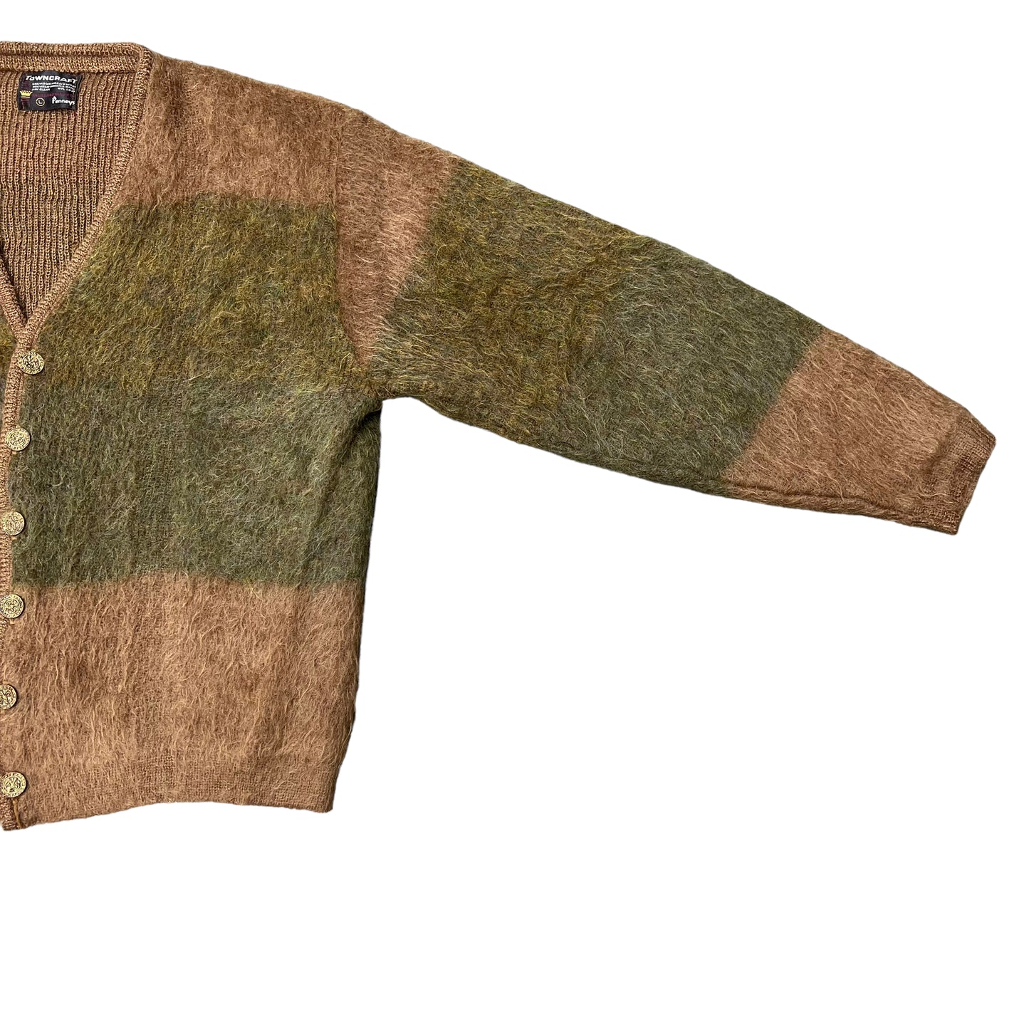 1960s Penneys earth toned mohair cardigan (L)